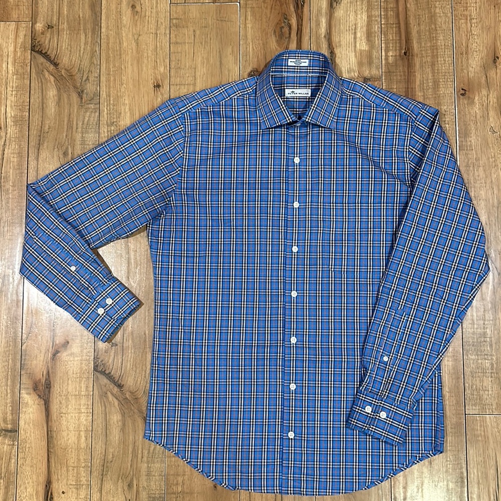 Peter Millar Plaid Button Down Dress Shirt Size Medium